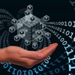 block chain, data, hand