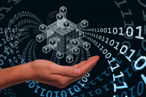 block chain, data, hand