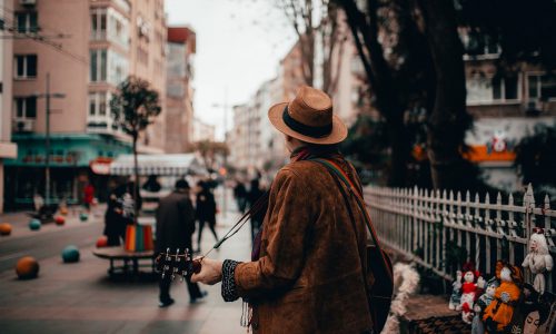 street, guitar, musician